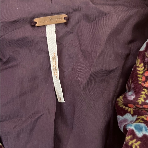 Free People Y2K style short velvet puff sleeve Floral Blazer ribbon tie rescue - Picture 2 of 8